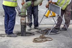 Sewer Lines Cleaning Service. Unblock a drain. Cleaning blocked sewer.; Adobe Stock: 212199766