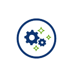 robotic pool cleaner icon, cleaner solutions page, t4, website, blue cogs, blue circle, blue circle, transparent png
